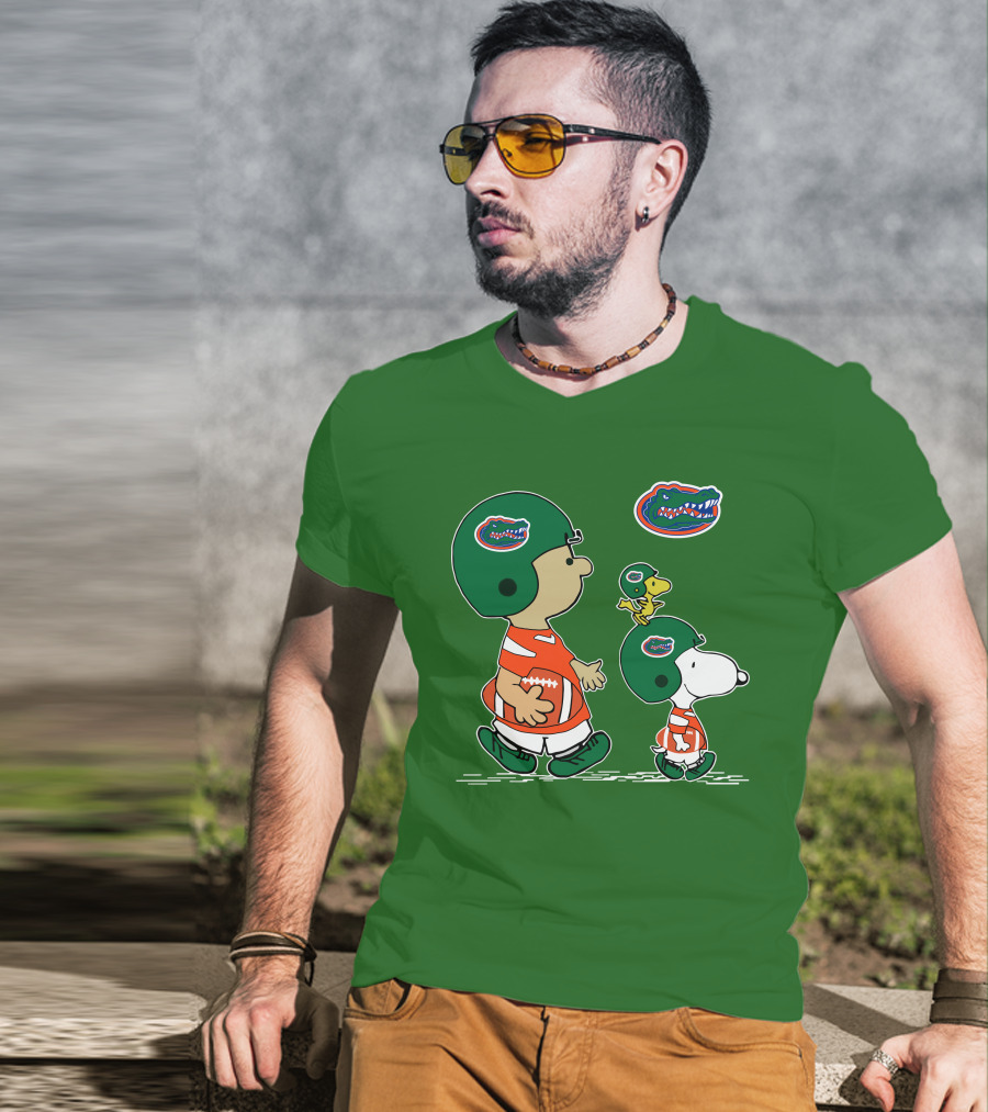 Florida Gators Snoopy And Woodstock Football Helmets T-Shirt