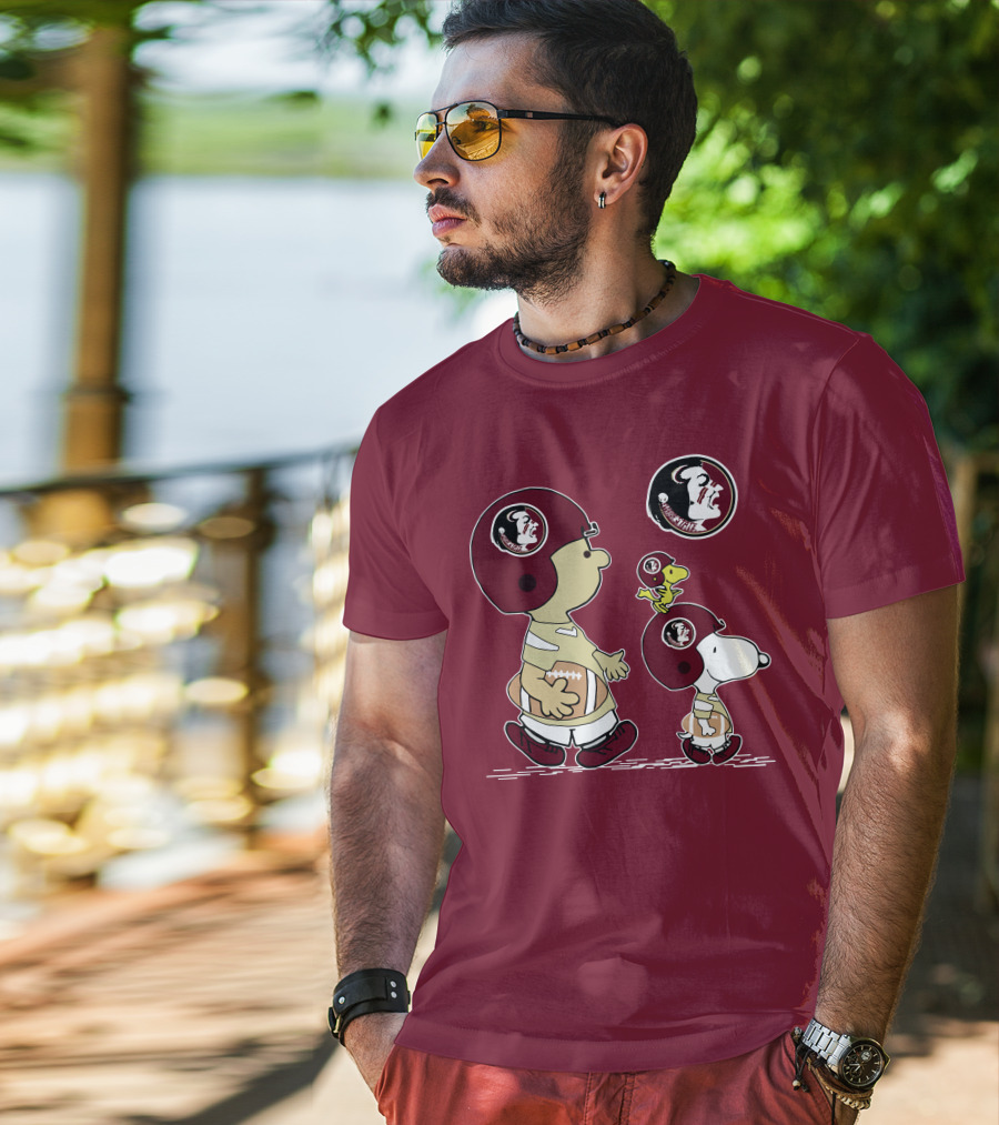 FSU Seminoles Snoopy And Woodstock Football Helmet T-Shirt