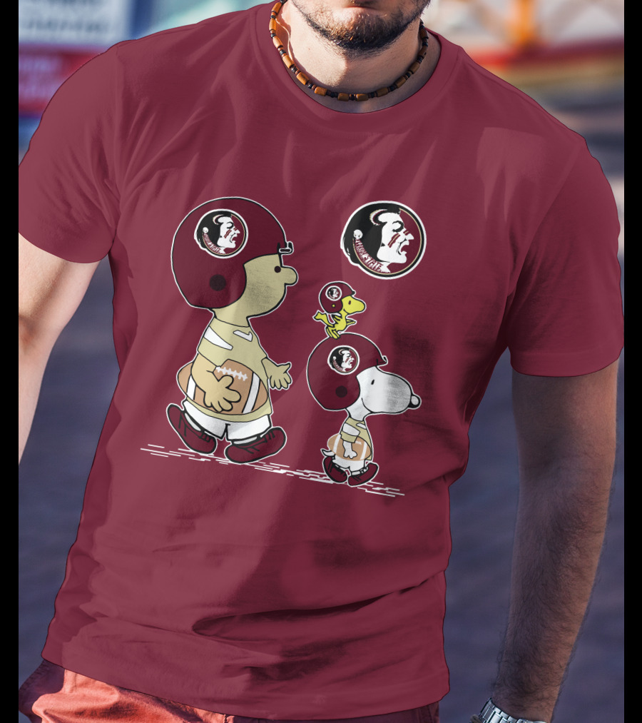 FSU Seminoles Snoopy And Woodstock Football Helmet T-Shirt