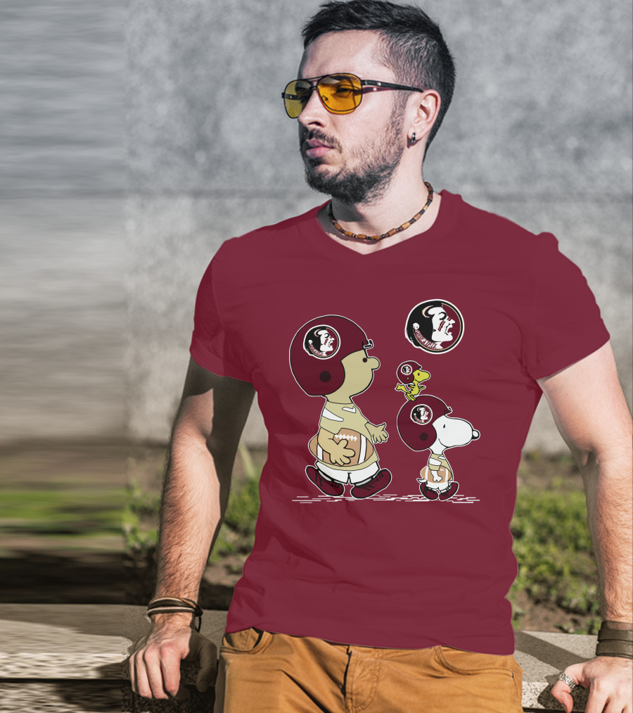 FSU Seminoles Snoopy And Woodstock Football Helmet T-Shirt