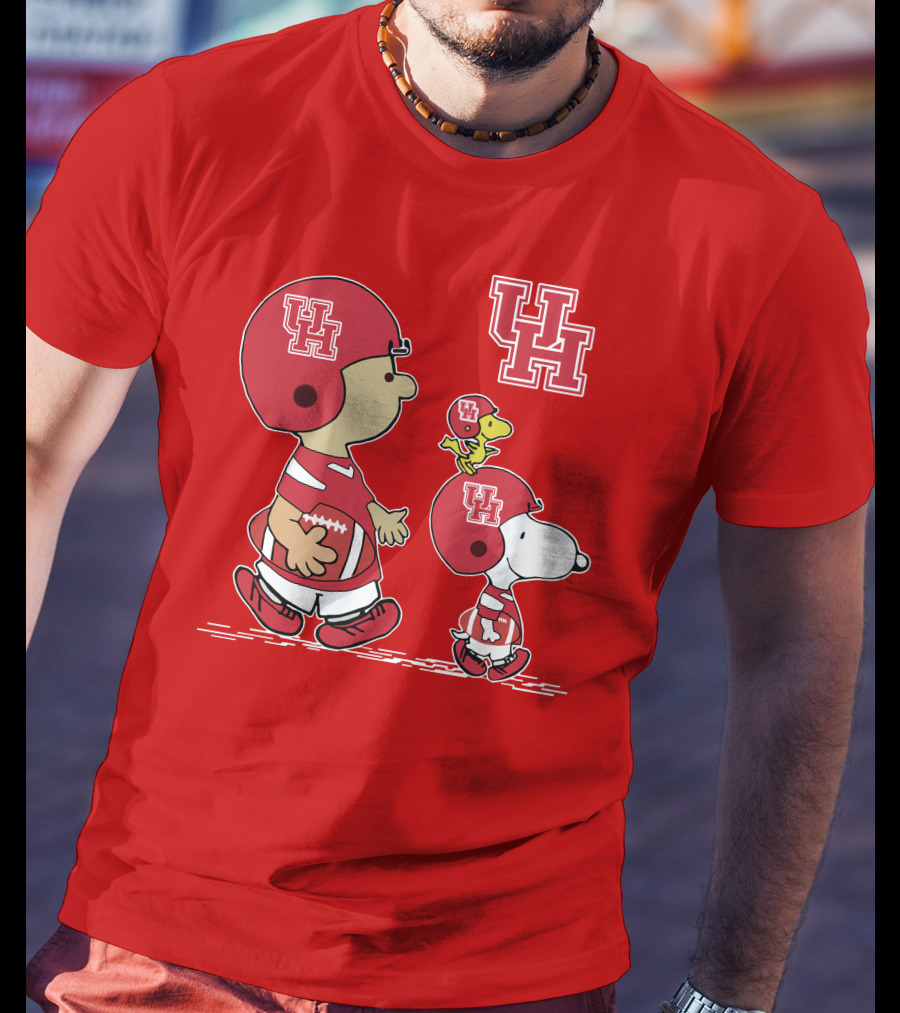 Houston Cougars Snoopy Peanuts Football Characters T-Shirt