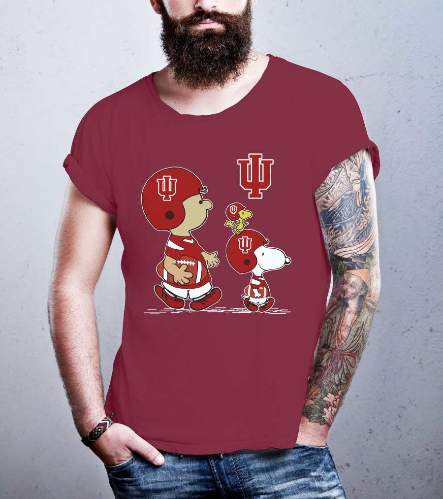 Indiana Hoosiers Snoopy And Woodstock Football Players T-Shirt
