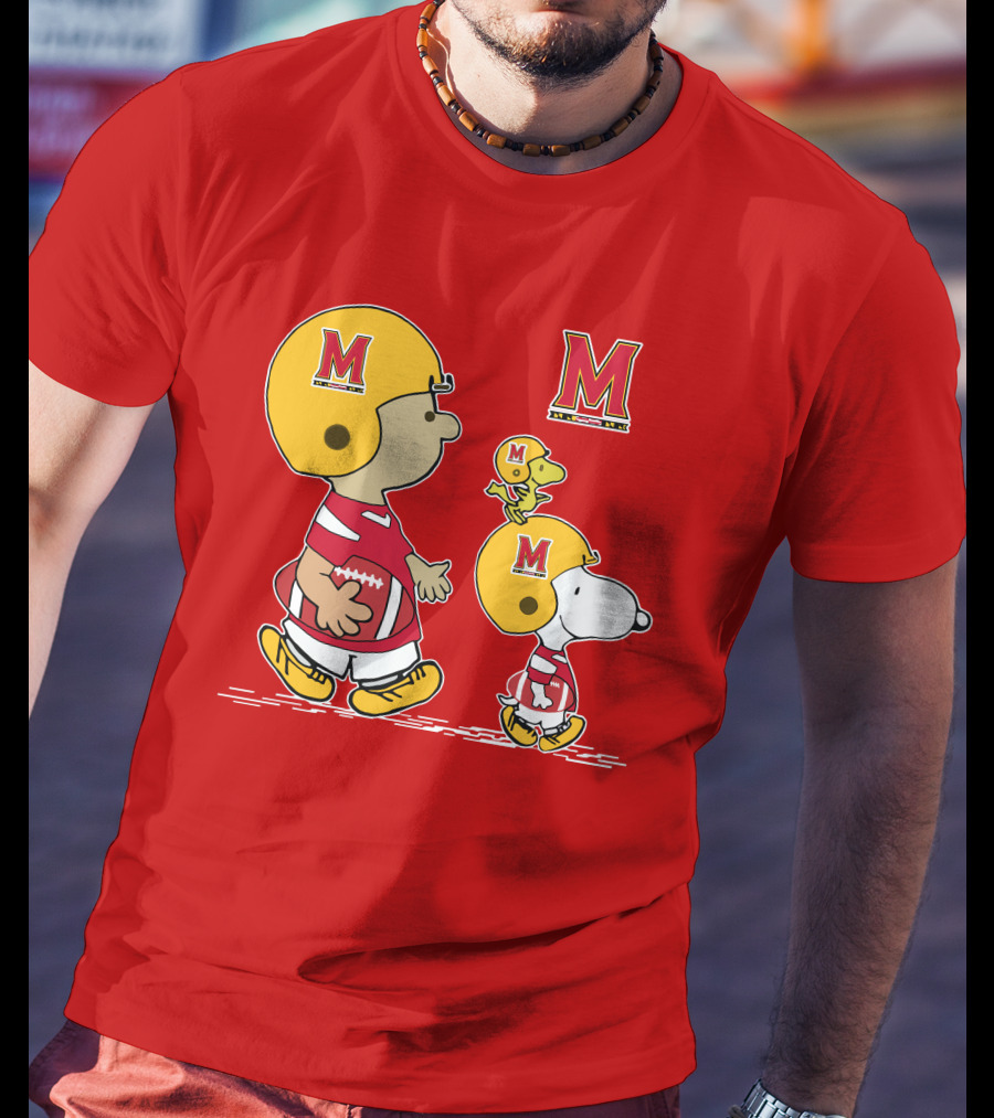 Maryland Terrapins Snoopy And Woodstock Football Fan Gear T-Shirt