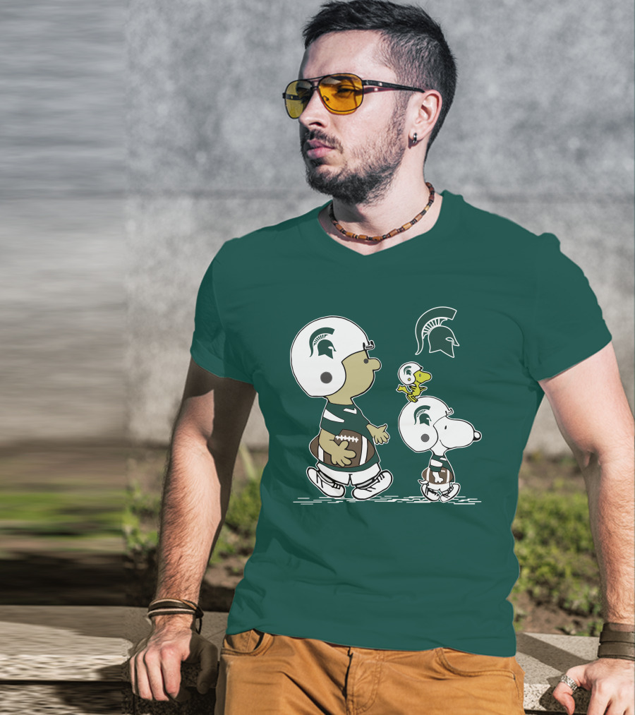 Michigan State Spartans Snoopy And Woodstock Football Gear T-Shirt