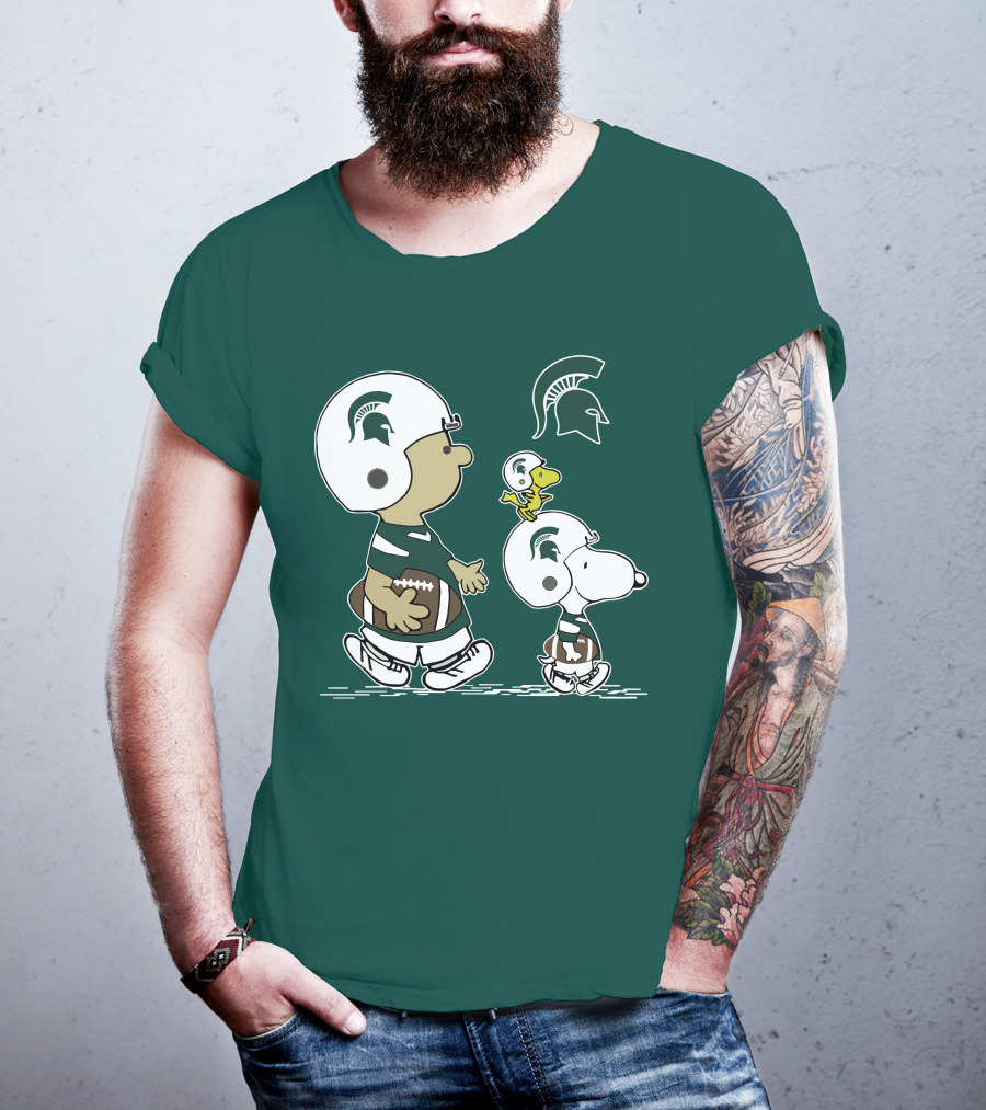 Michigan State Spartans Snoopy And Woodstock Football Gear T-Shirt