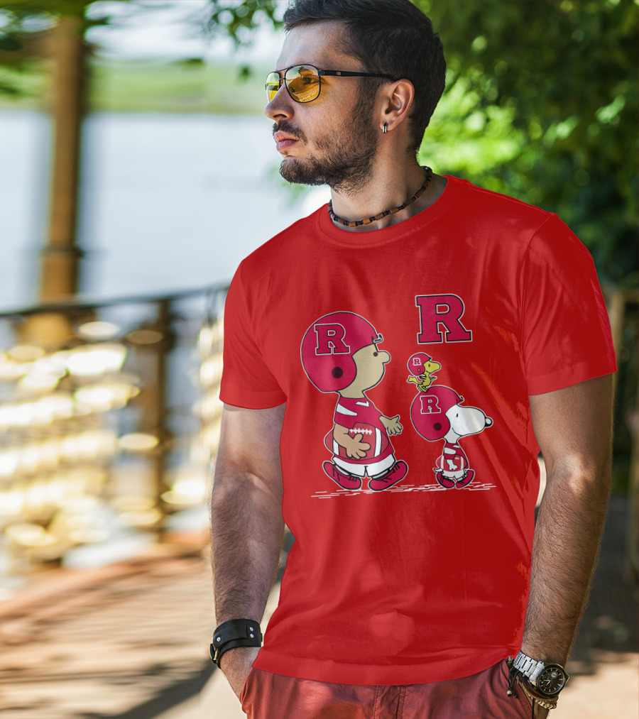 Rutgers Peanuts Snoopy Woodstock Football Helmet T-Shirt