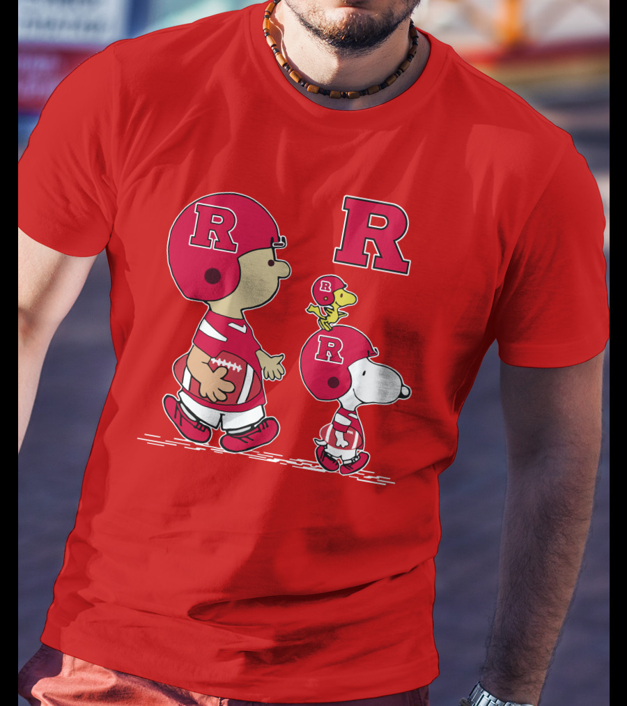 Rutgers Peanuts Snoopy Woodstock Football Helmet T-Shirt