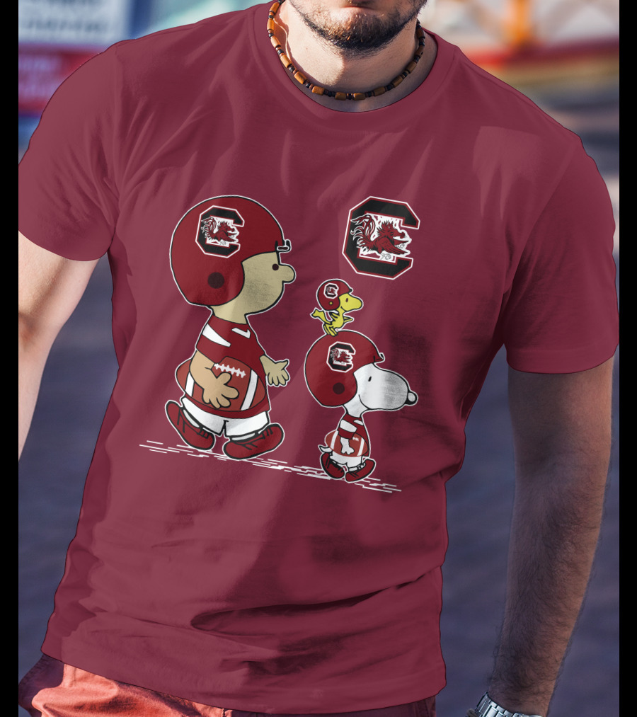 South Carolina Gamecocks Snoopy Football Peanuts Characters T-Shirt