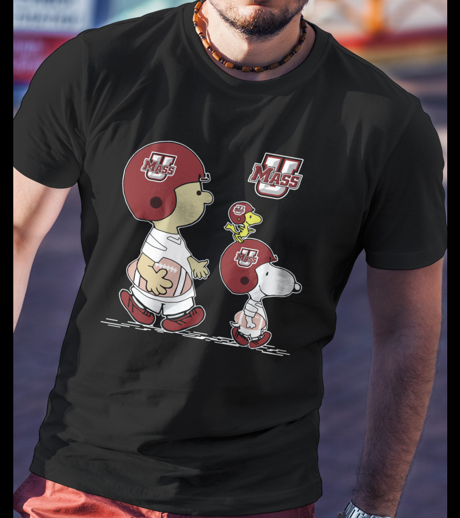 Umass Snoopy And Woodstock Peanuts Football Characters T-Shirt
