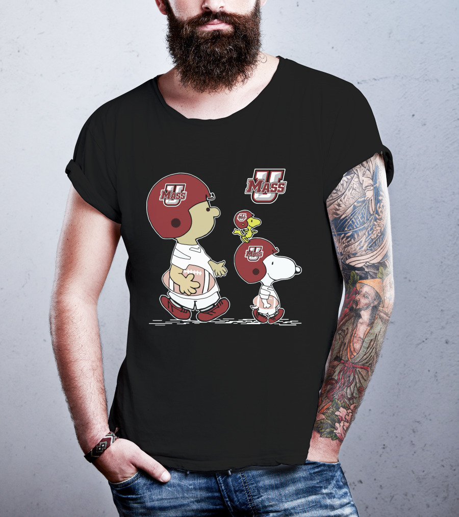 Umass Snoopy And Woodstock Peanuts Football Characters T-Shirt