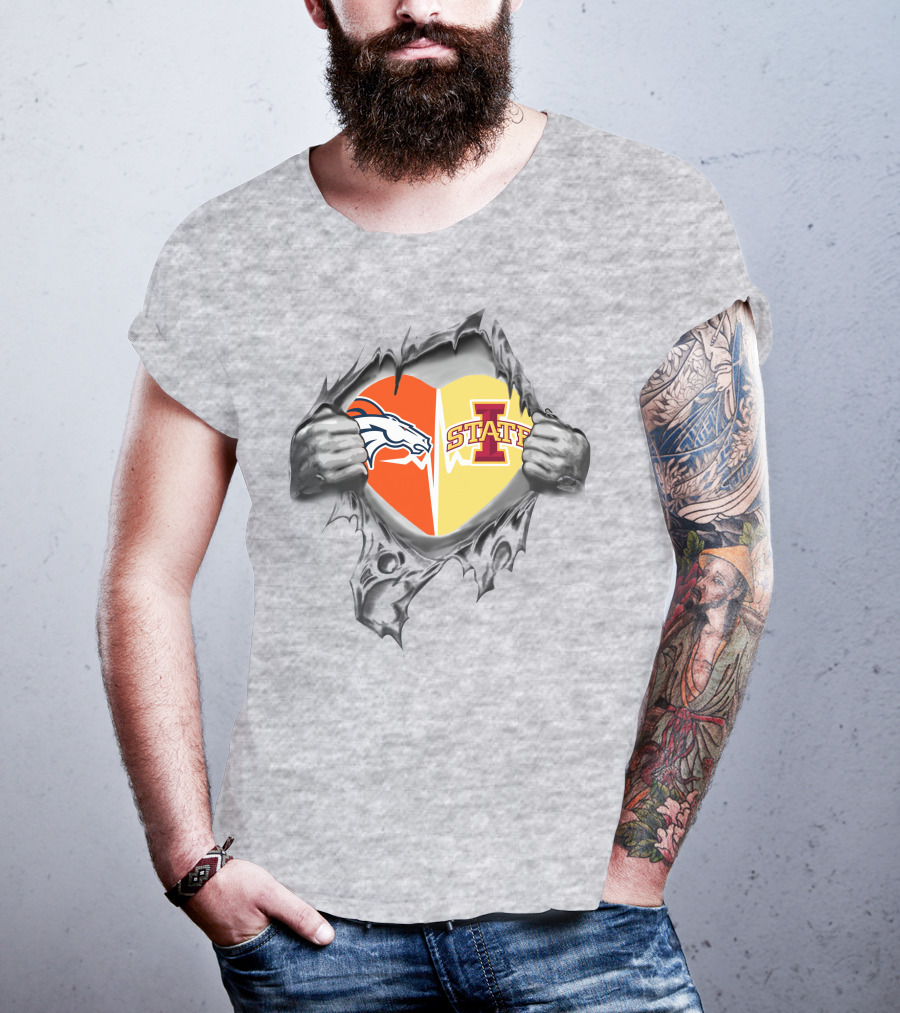 Broncos Iowa State Dual Heart Spirit Team T-Shirt