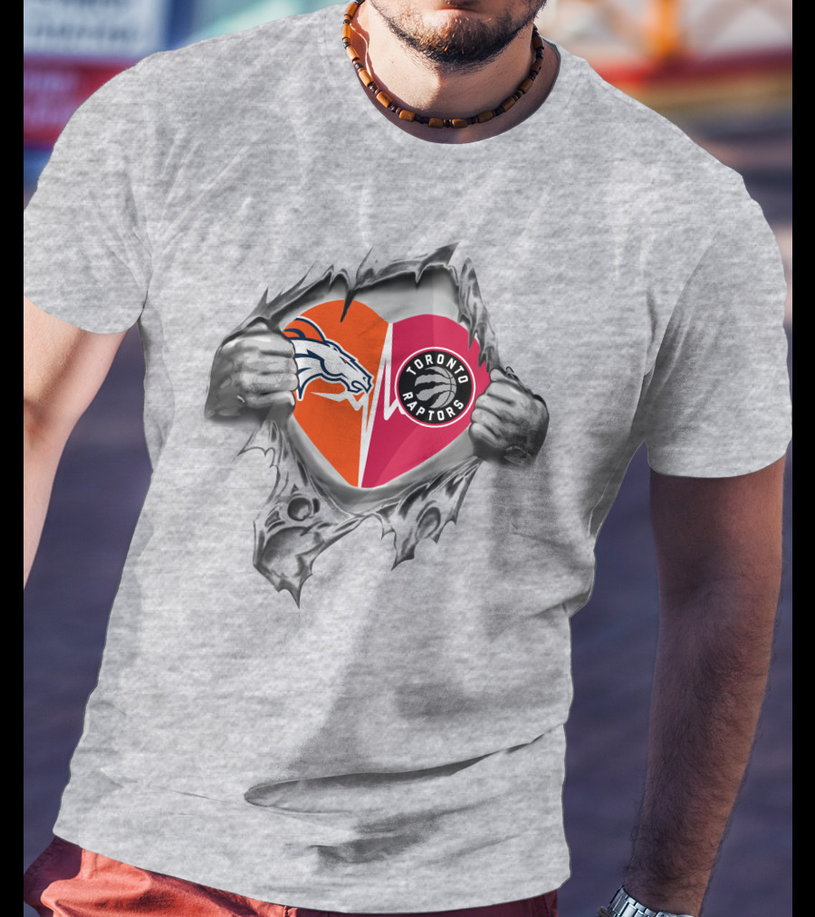 Broncos Toronto Raptors Heart T-Shirt
