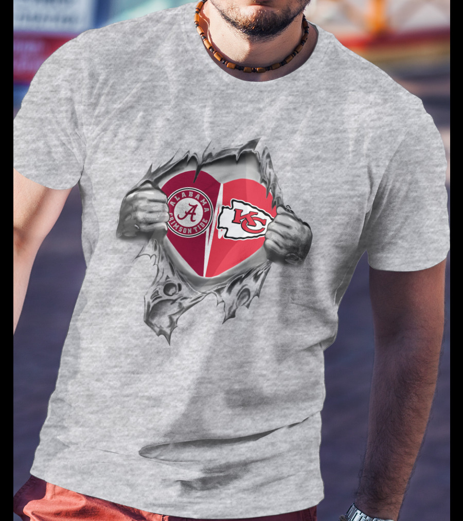 Alabama Crimson Tide And Kansas City Chiefs Heart T-Shirt
