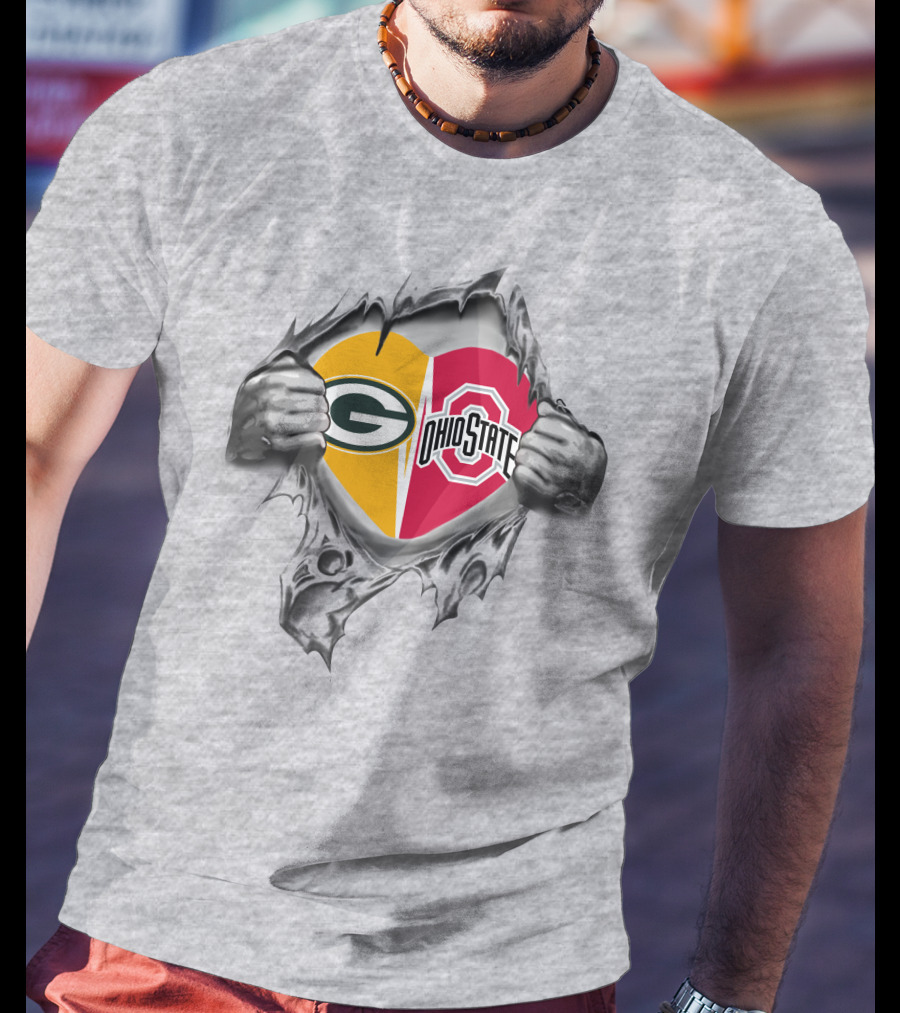 Packers Ohio State Heart Logo Fusion T-Shirt