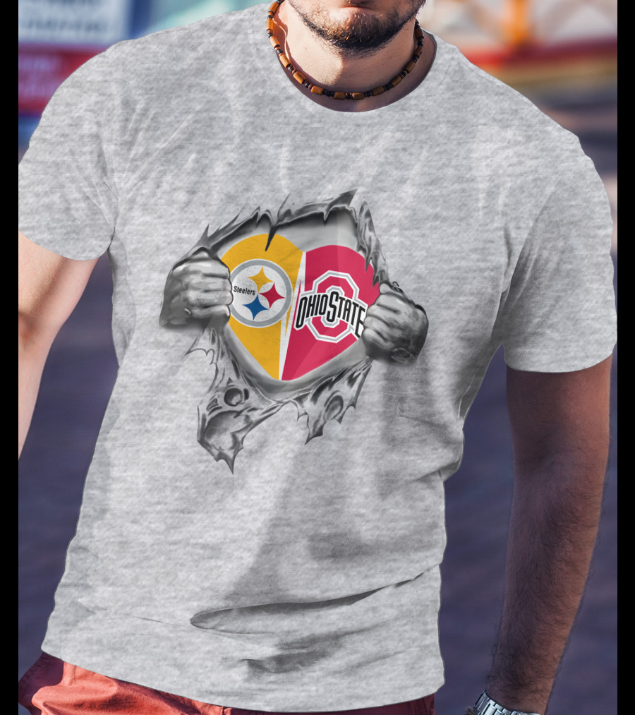 Steelers Ohio State Heart Rip Fusion T-Shirt