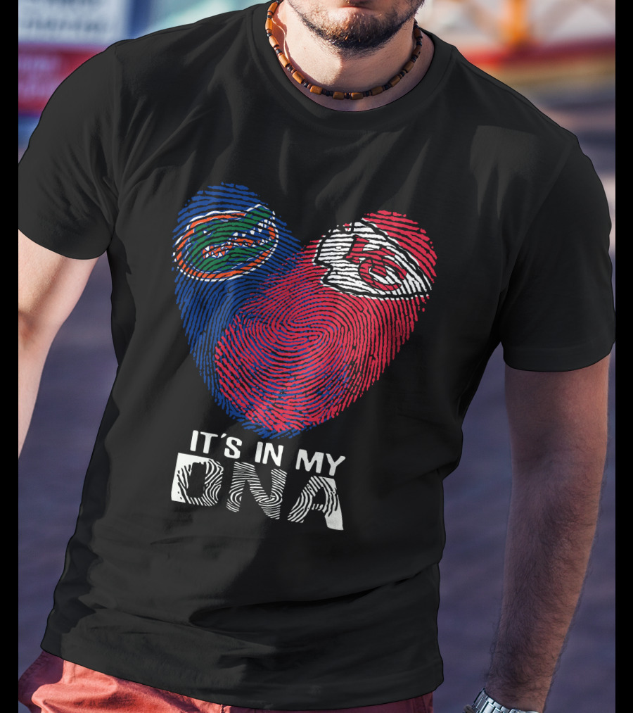 It's In My DNA Gators Chiefs Fingerprint Heart T-Shirt
