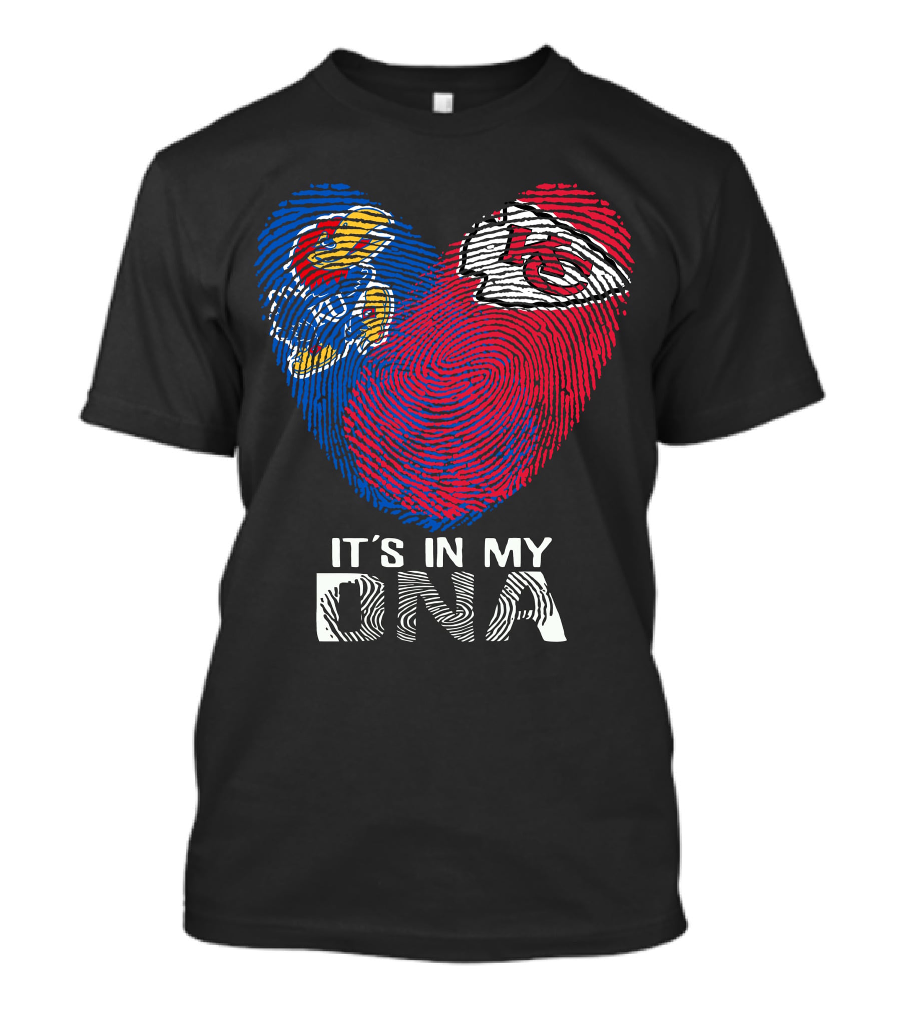 Kansas Jayhawks Chiefs It's In My DNA Fingerprint Heart T-Shirt