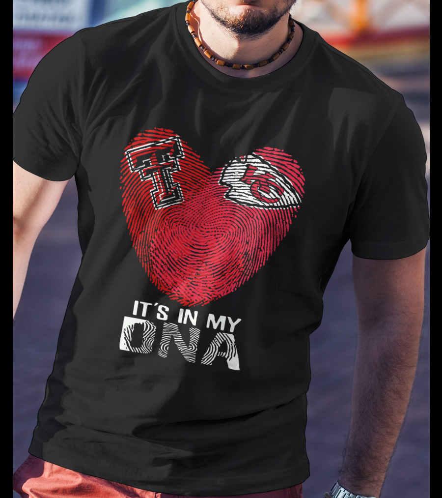 Texas Tech Chiefs It's In My DNA Fingerprint Heart T-Shirt