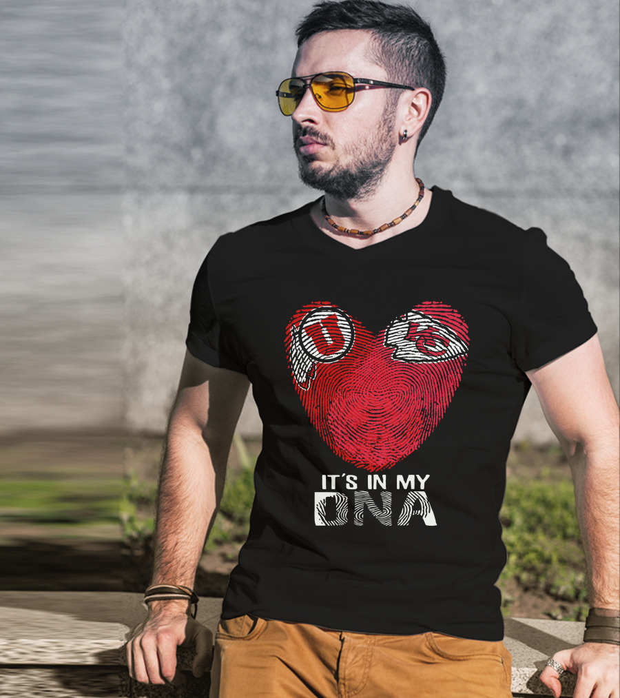 Utah Utes KC Chiefs It's In My DNA Fingerprint Heart T-Shirt