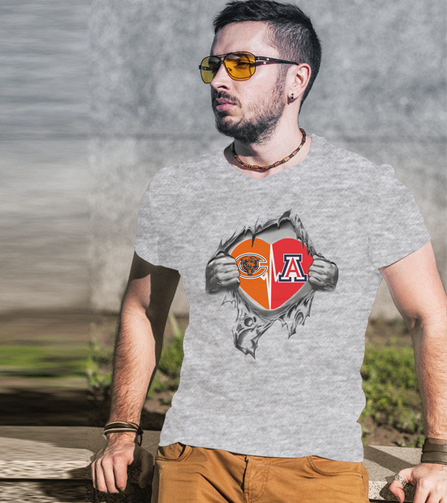Chicago Bears And University Of Arizona Heart T-Shirt