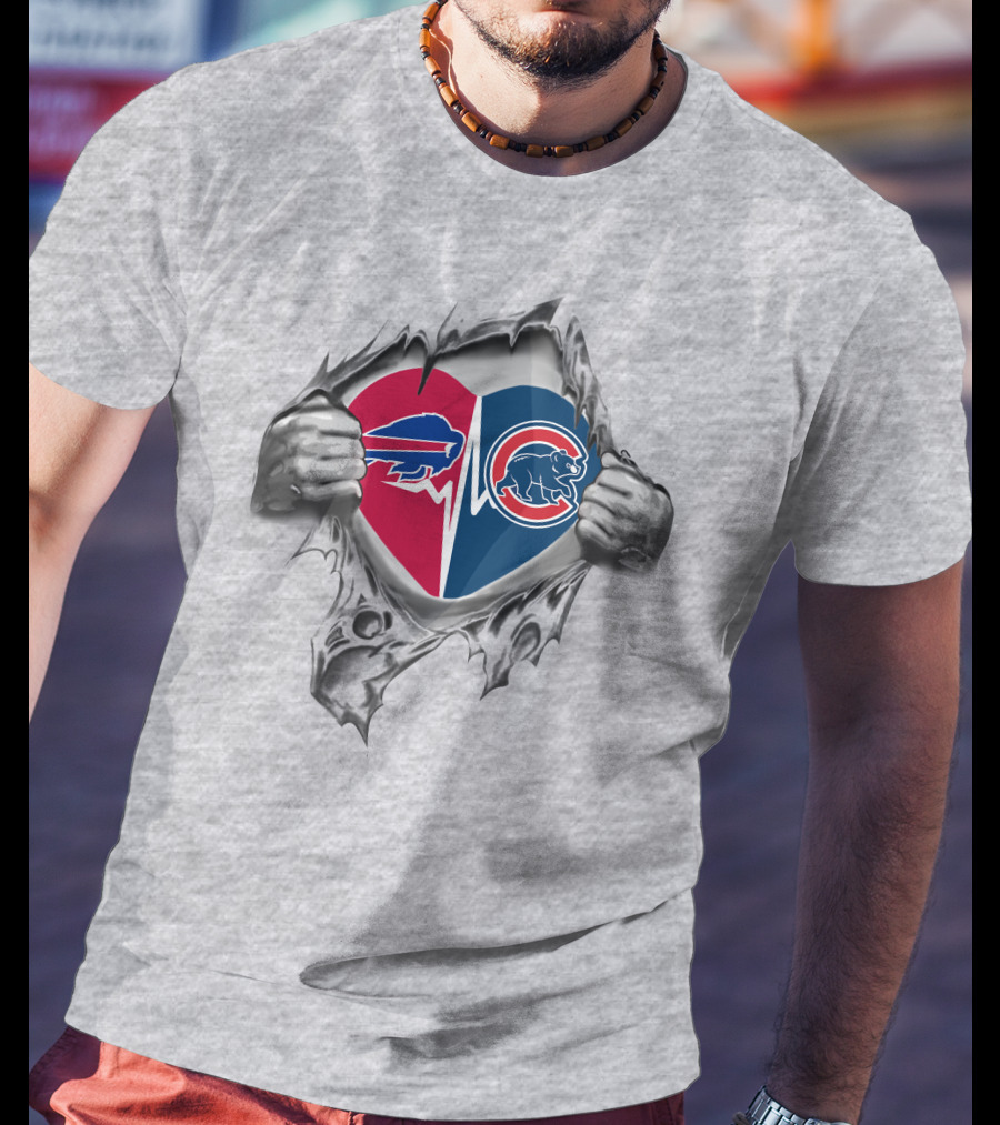 Bills Cubs Heart Logos Passion Connection T-Shirt