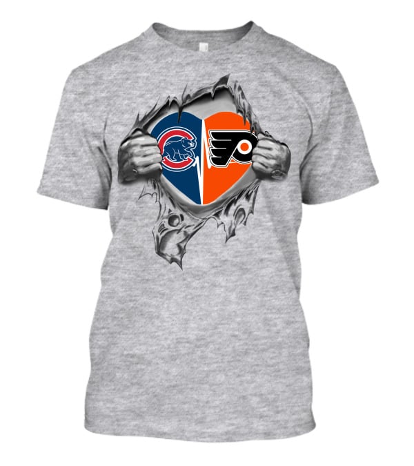 Cubs Flyers Heart Emblem Dual Logo Tear T-Shirt