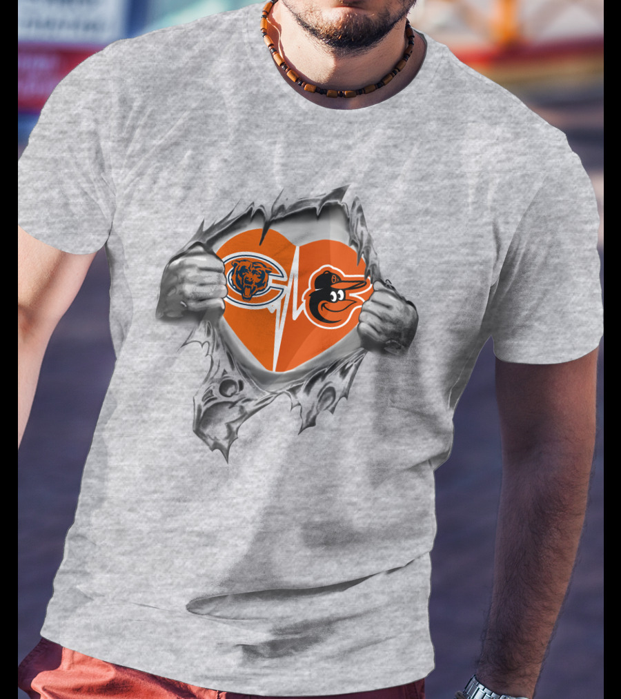Bears Orioles Heart Logo Fan Passion T-Shirt