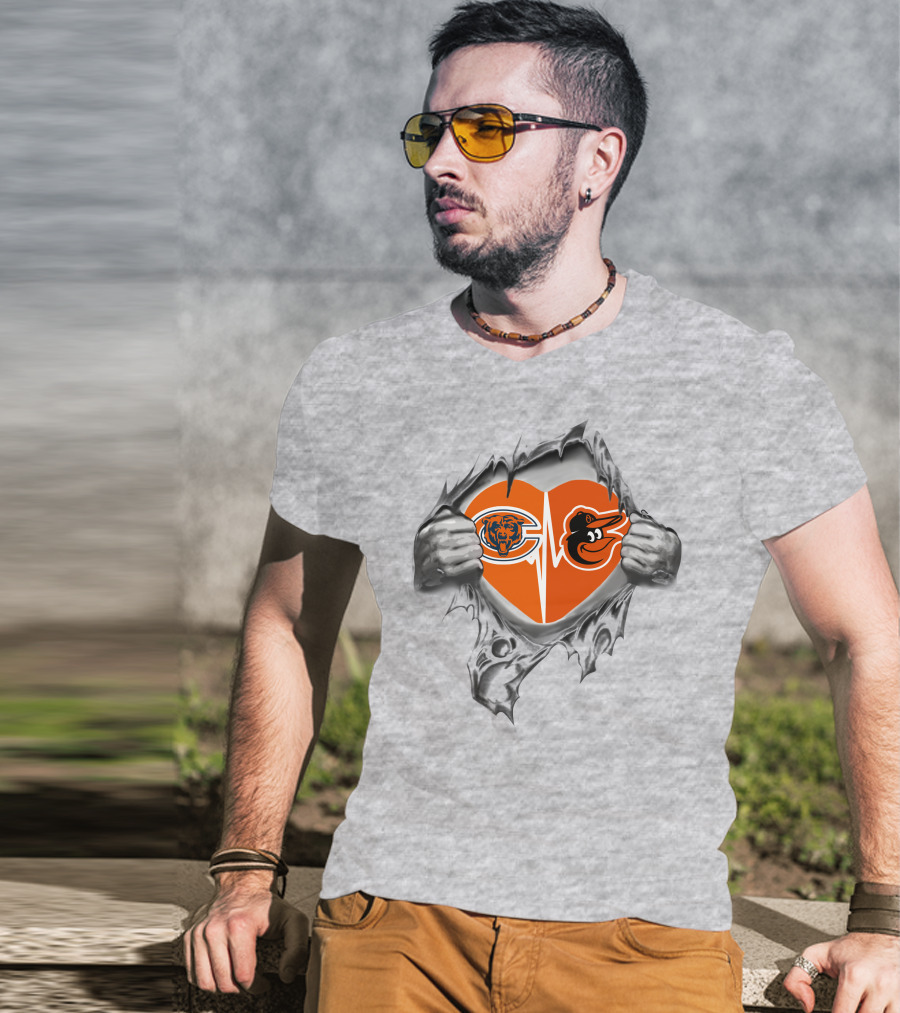 Bears Orioles Heart Logo Fan Passion T-Shirt