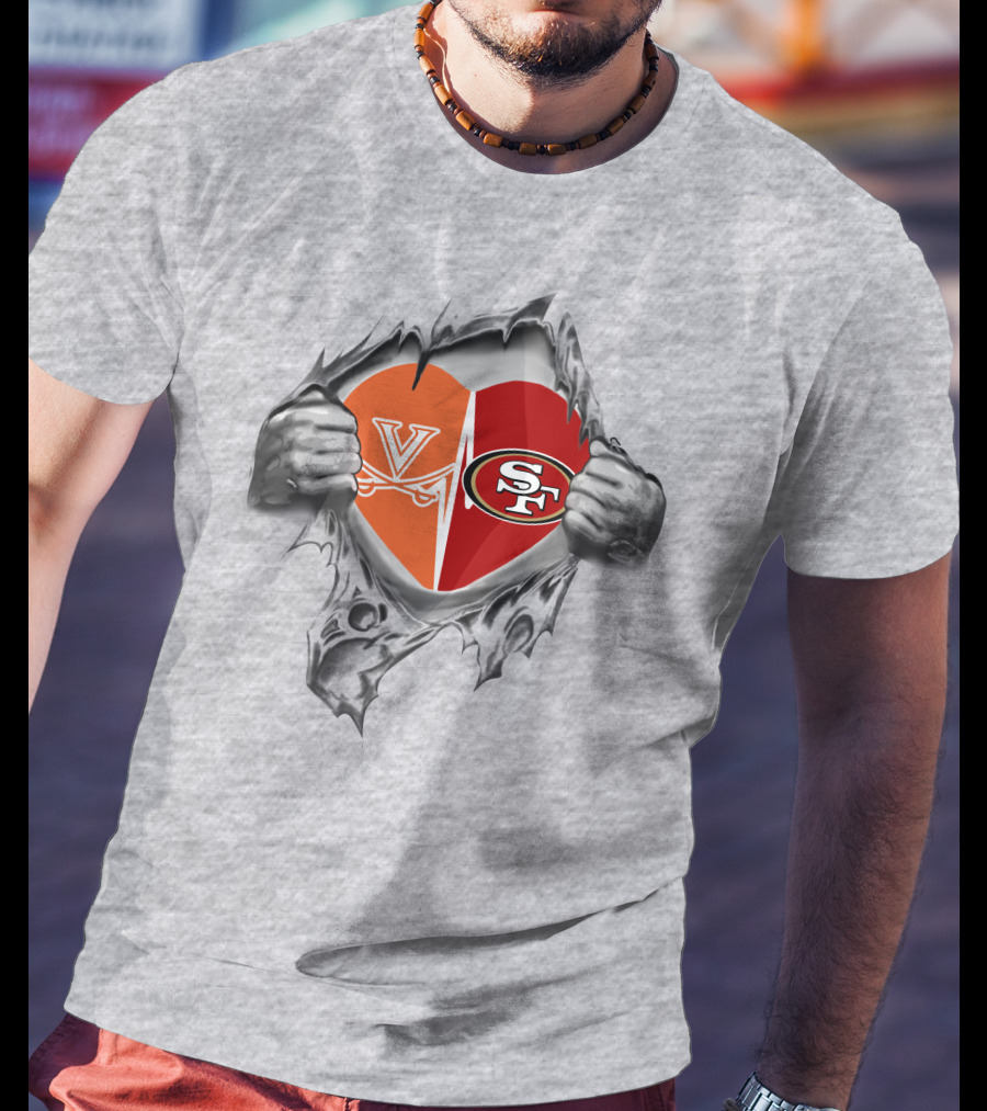 Virginia Cavaliers San Francisco 49ers Heart T-Shirt