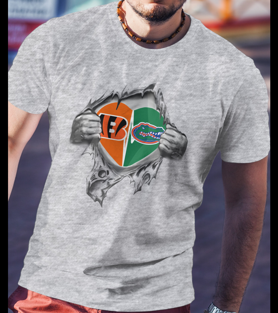 Cincinnati Bengals Florida Gators Heart Symbol Peel T-Shirt