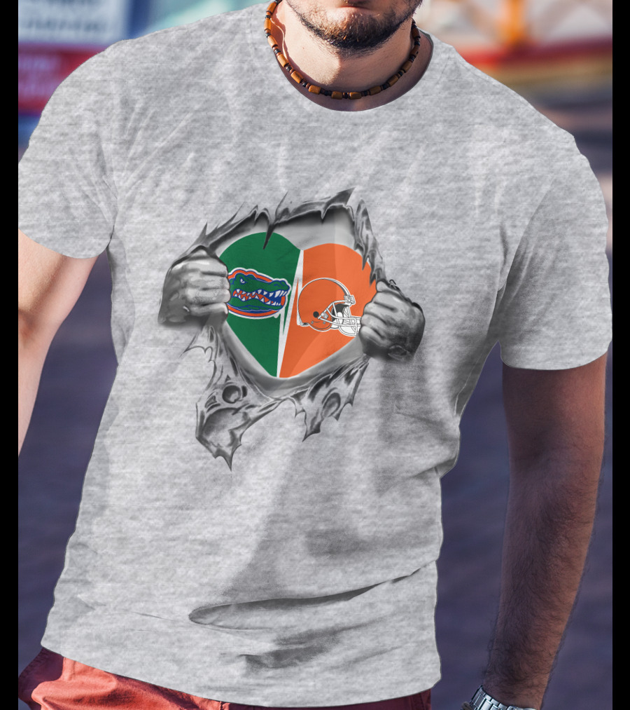 Cleveland Browns Florida Gators Heart Burst T-Shirt