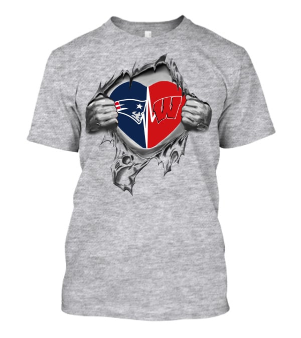 Patriots Wisconsin Badgers Heart T-Shirt