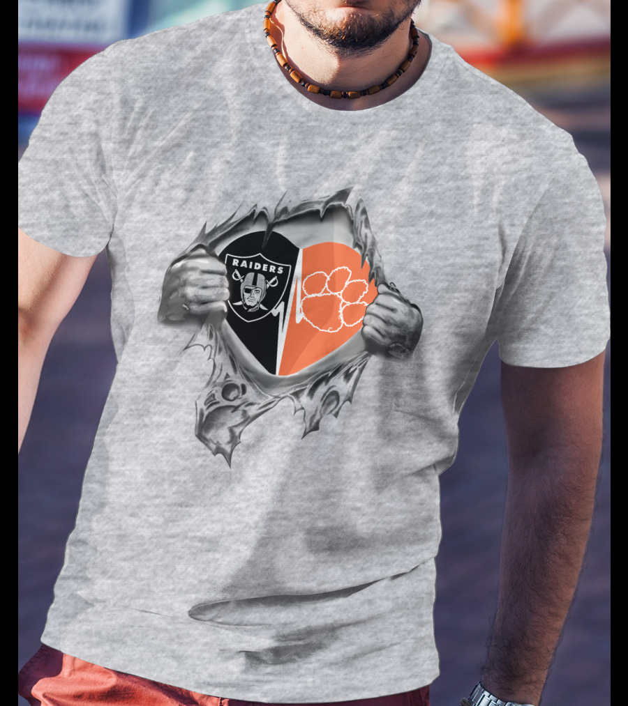 Raiders Clemson Tigers Heartbeat Fan Passion T-Shirt