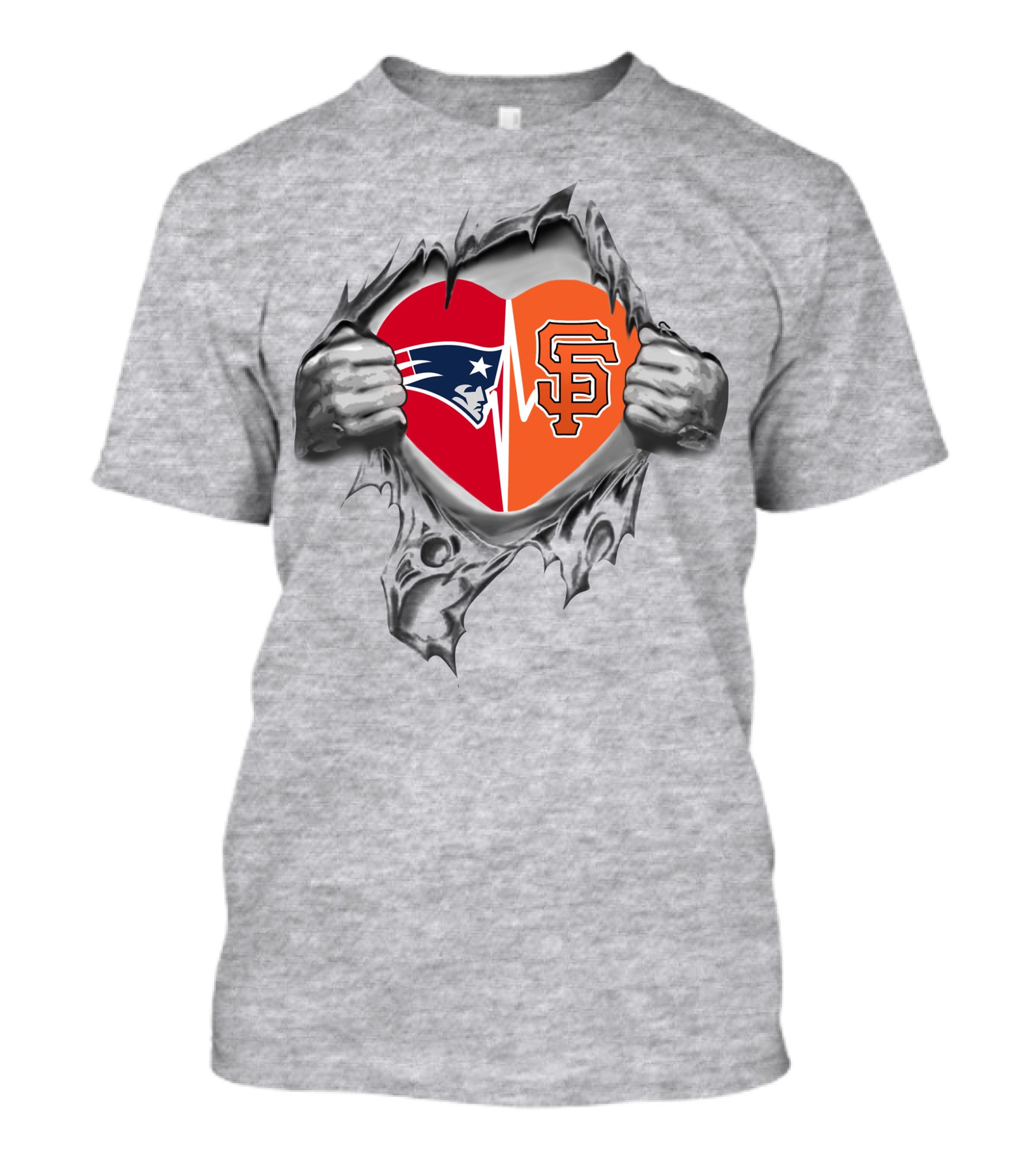 Patriots Giants Heartbeat Passion Emblem T-Shirt