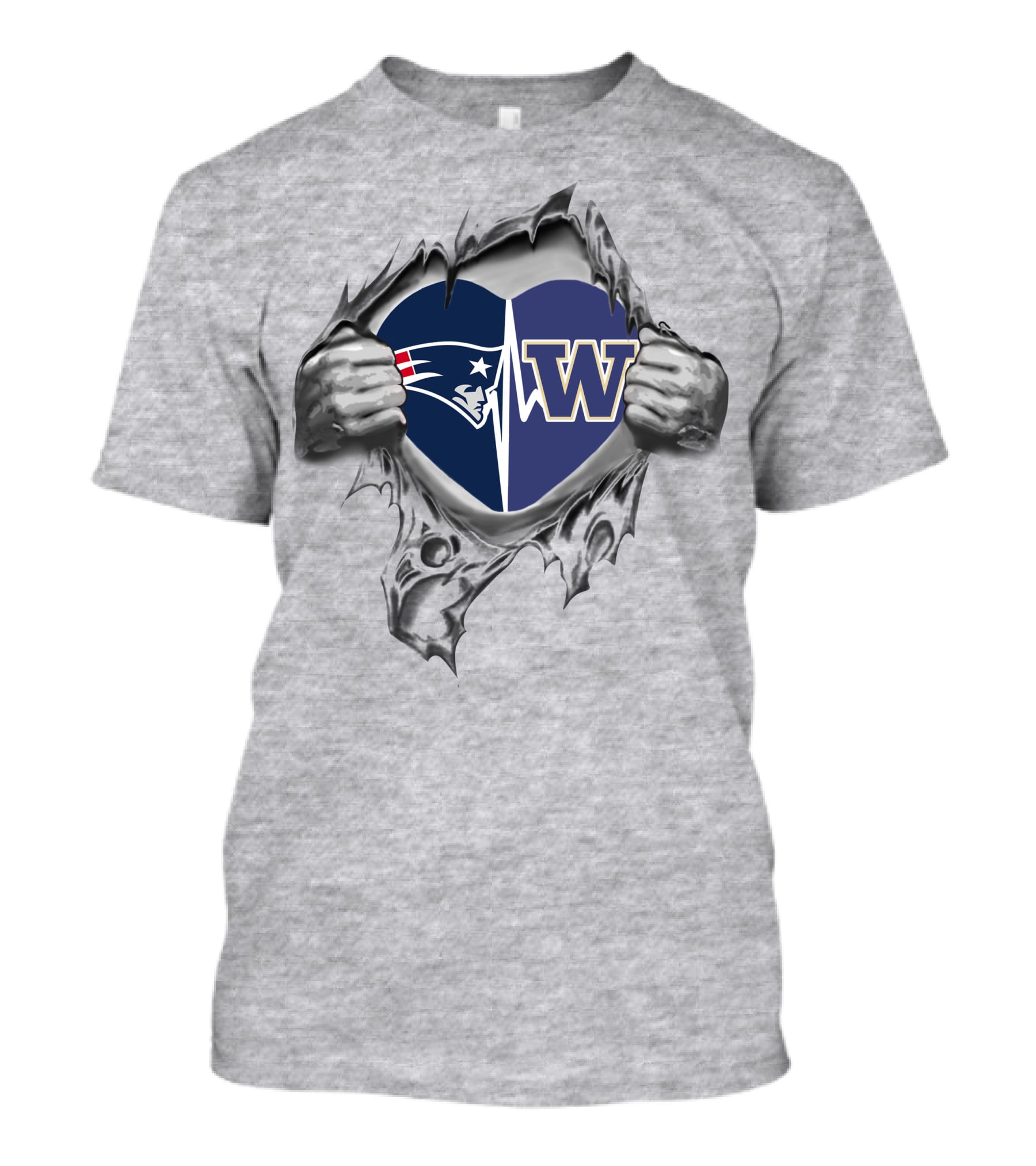 Patriots W Huskies Heart T-Shirt