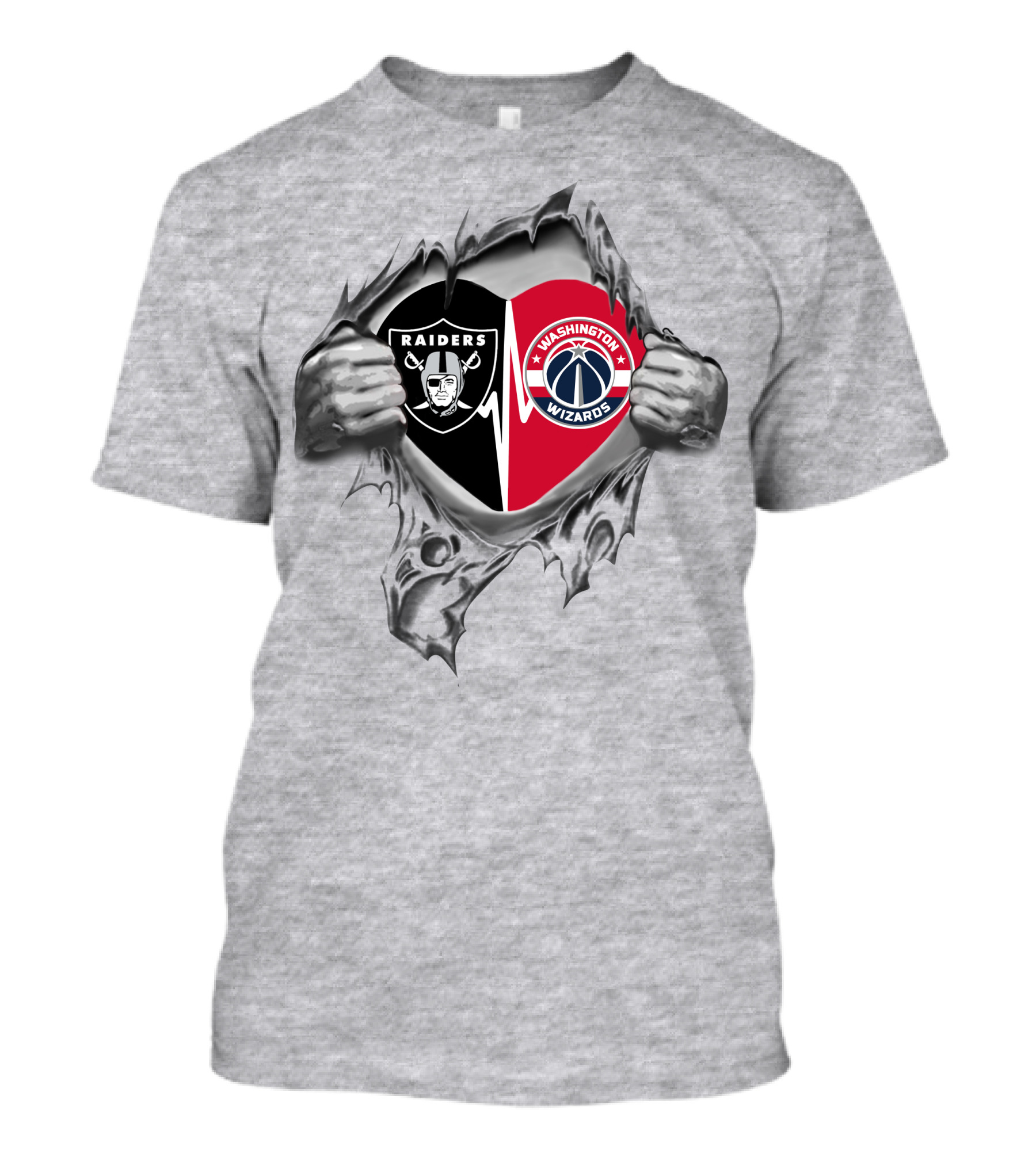 Raiders Washington Wizards Heartbeat Tear T-Shirt