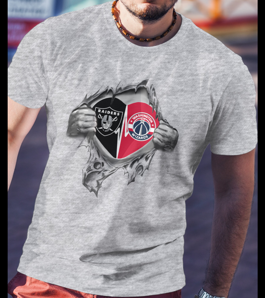 Raiders Washington Wizards Heartbeat Tear T-Shirt