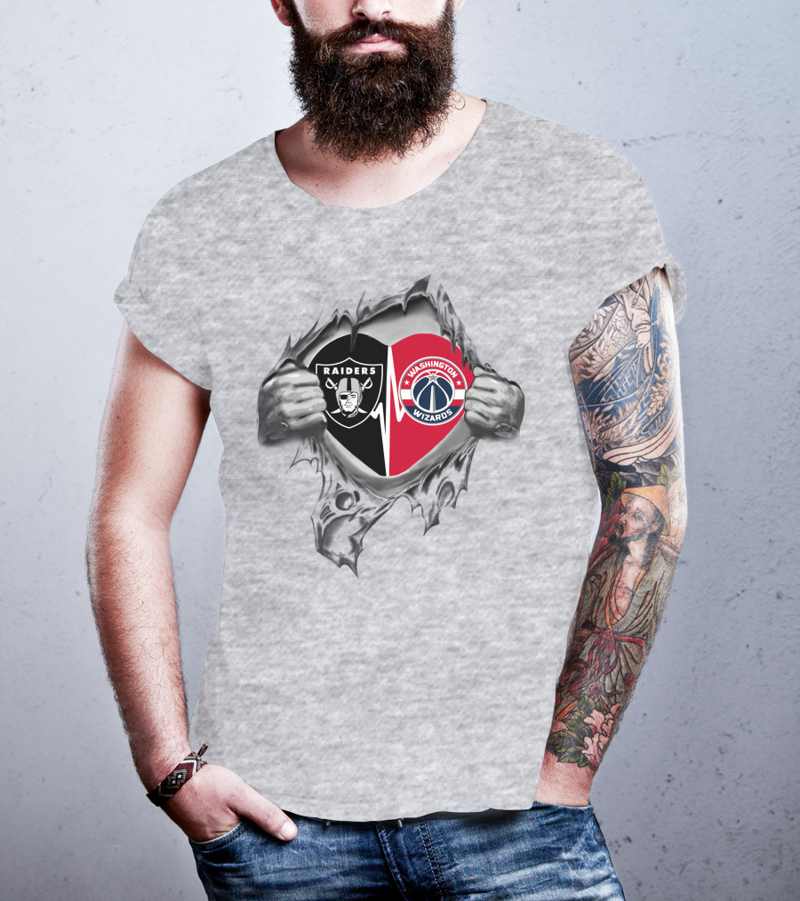 Raiders Washington Wizards Heartbeat Tear T-Shirt