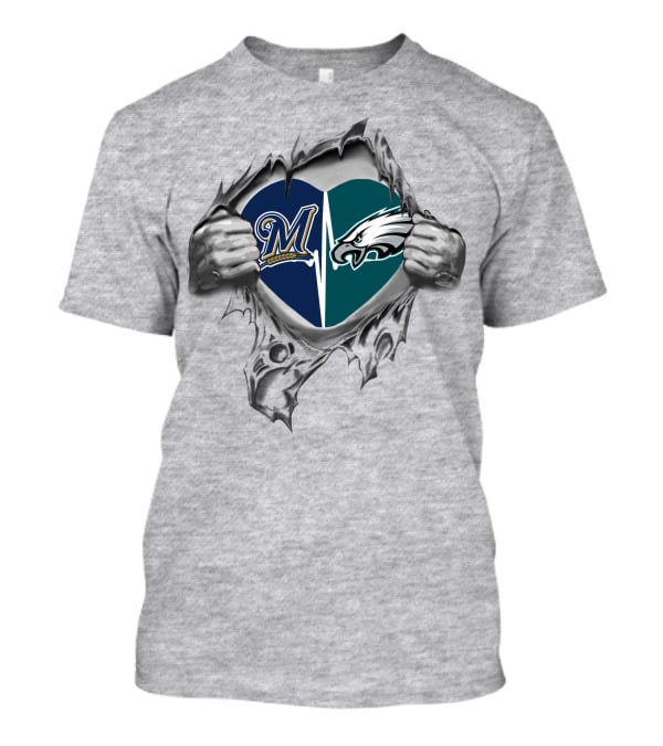 Eagles Brewers Heart Philadelphia Milwaukee Loyalty T-Shirt