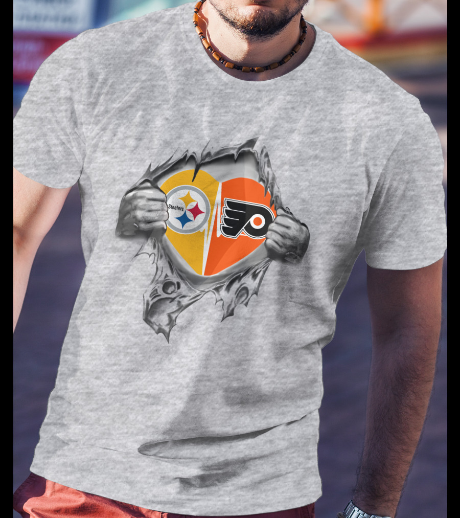 Steelers Flyers Heart Logo Tear T-Shirt
