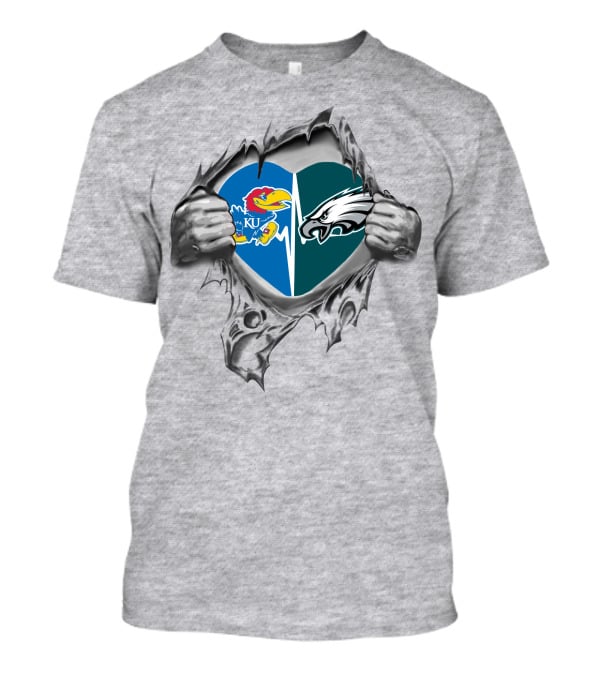 Philadelphia Eagles Kansas Jayhawks Heart T-Shirt