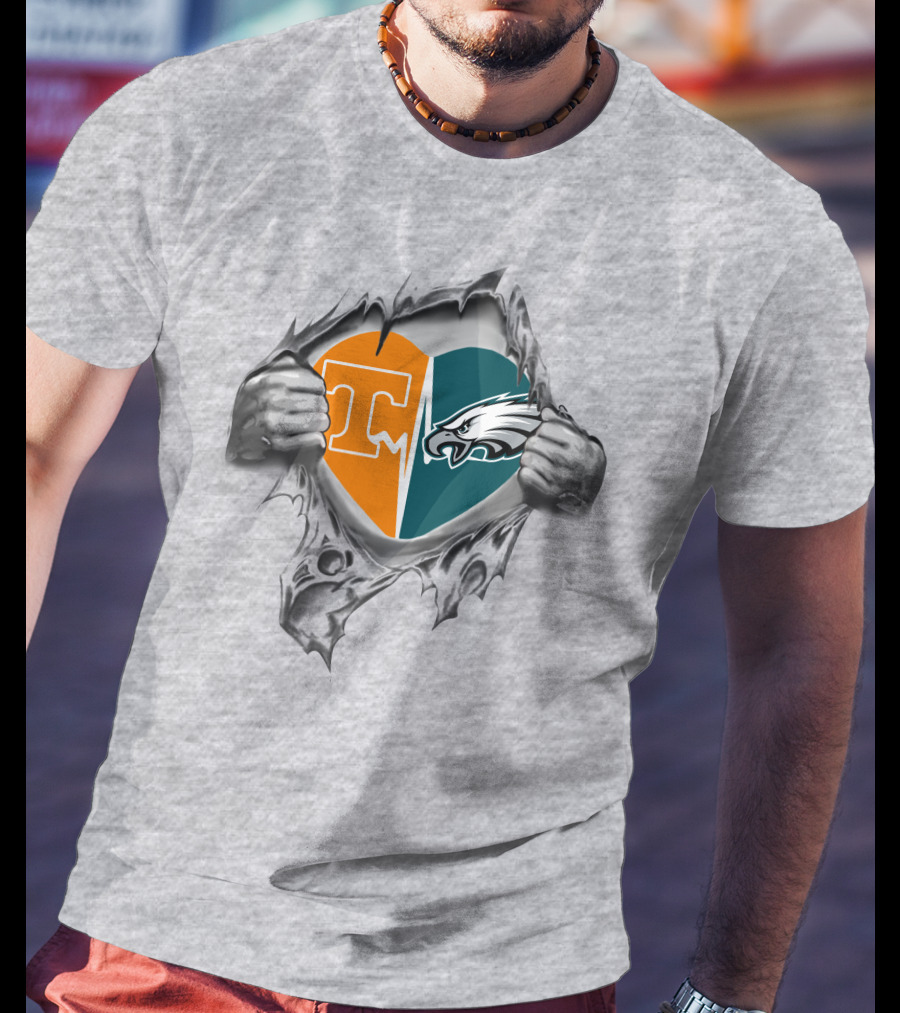 Tennessee Volunteers Philadelphia Eagles Heart Emblem T-Shirt