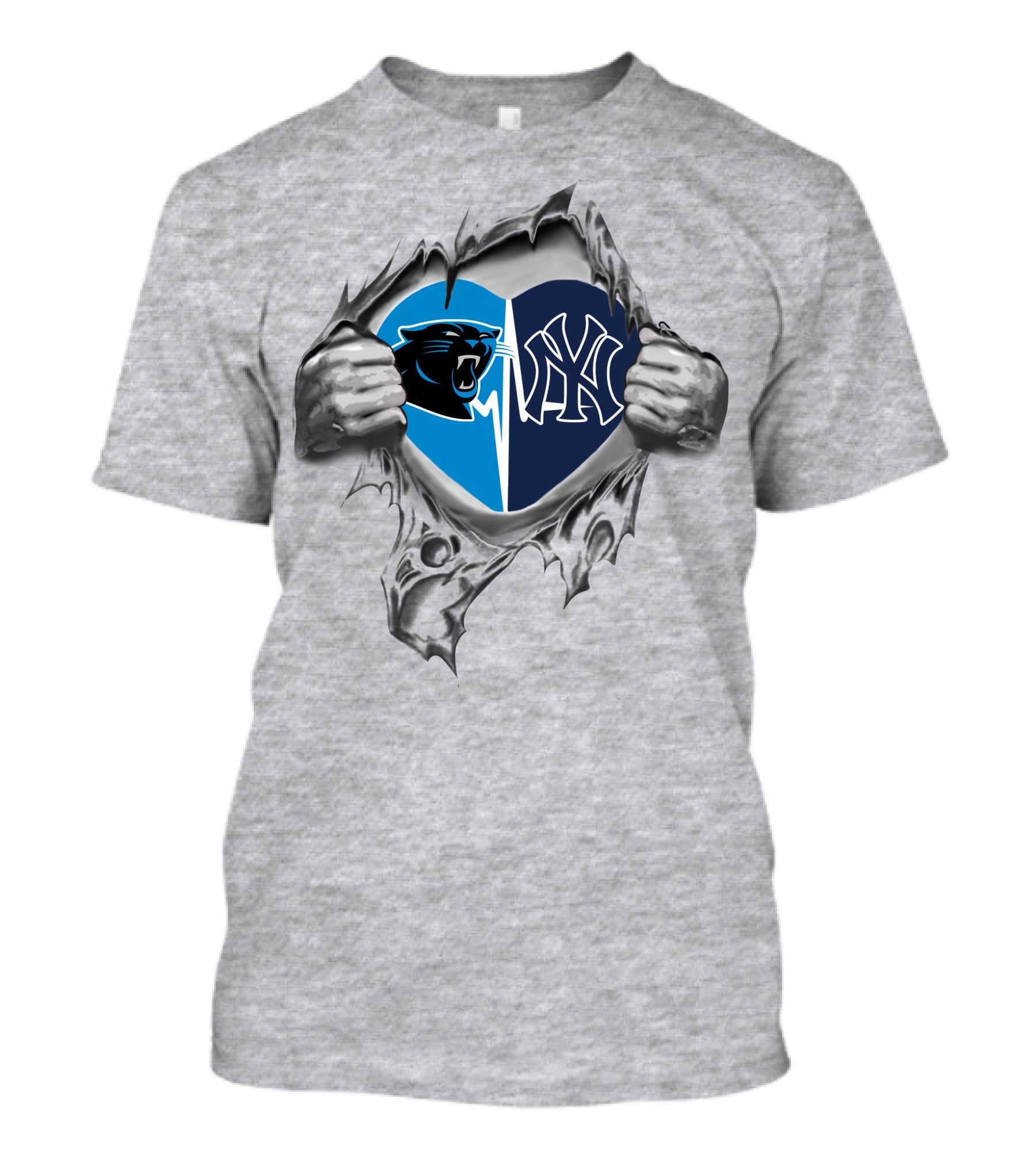 Panthers Yankees Heart Torn Open T-Shirt