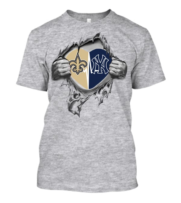 Saints Yankees Heart Torn Open T-Shirt