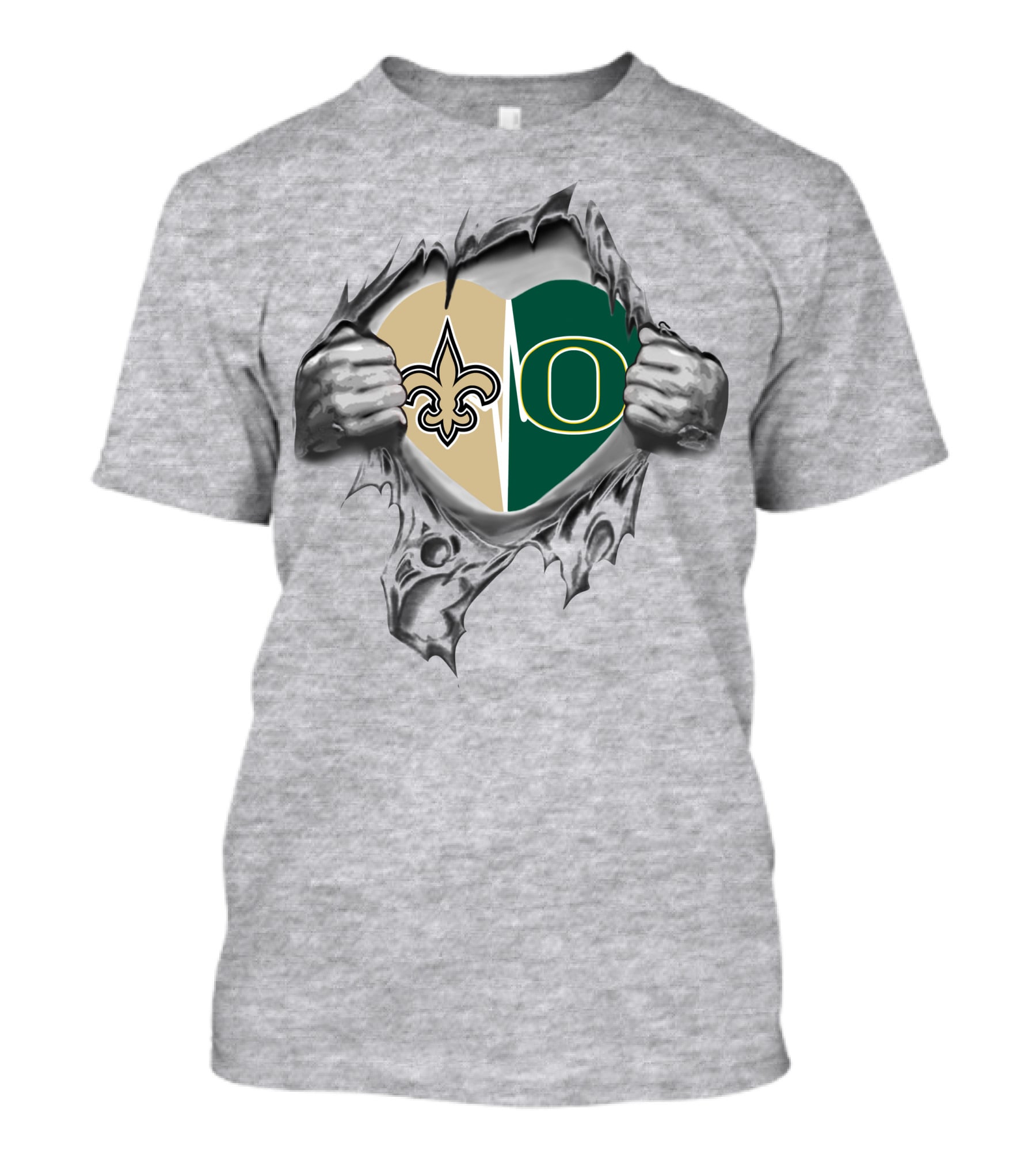 Saints Ducks Heart Torn Open With Team Logos T-Shirt