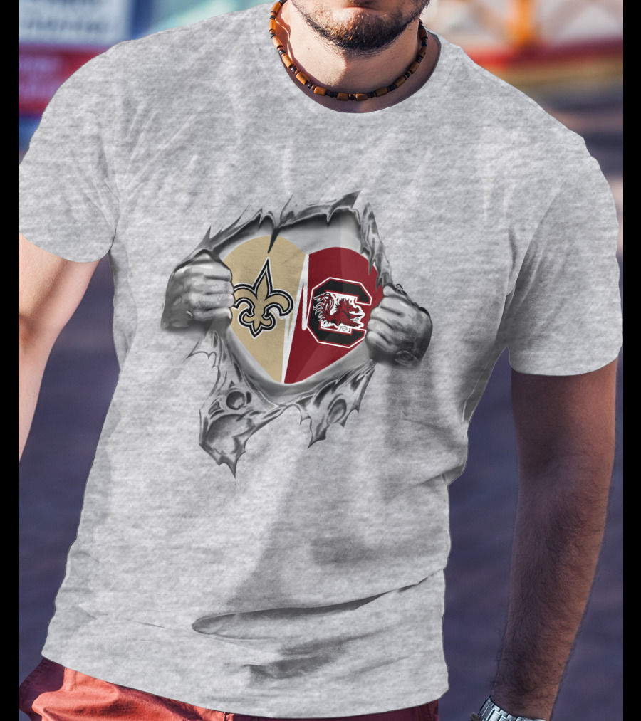 Saints Gamecocks Heart Hands Logo Passion T-Shirt