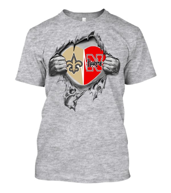 Saints Huskers Heart Logo Burst T-Shirt