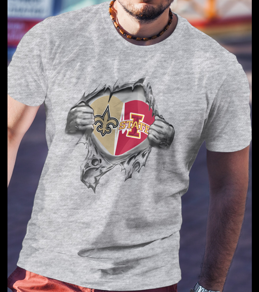 Saints Iowa State Heart Loyalty Dual Passion T-Shirt