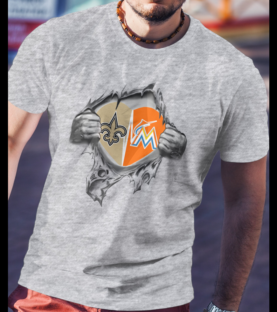 Saints And Marlins Heart Tear T-Shirt
