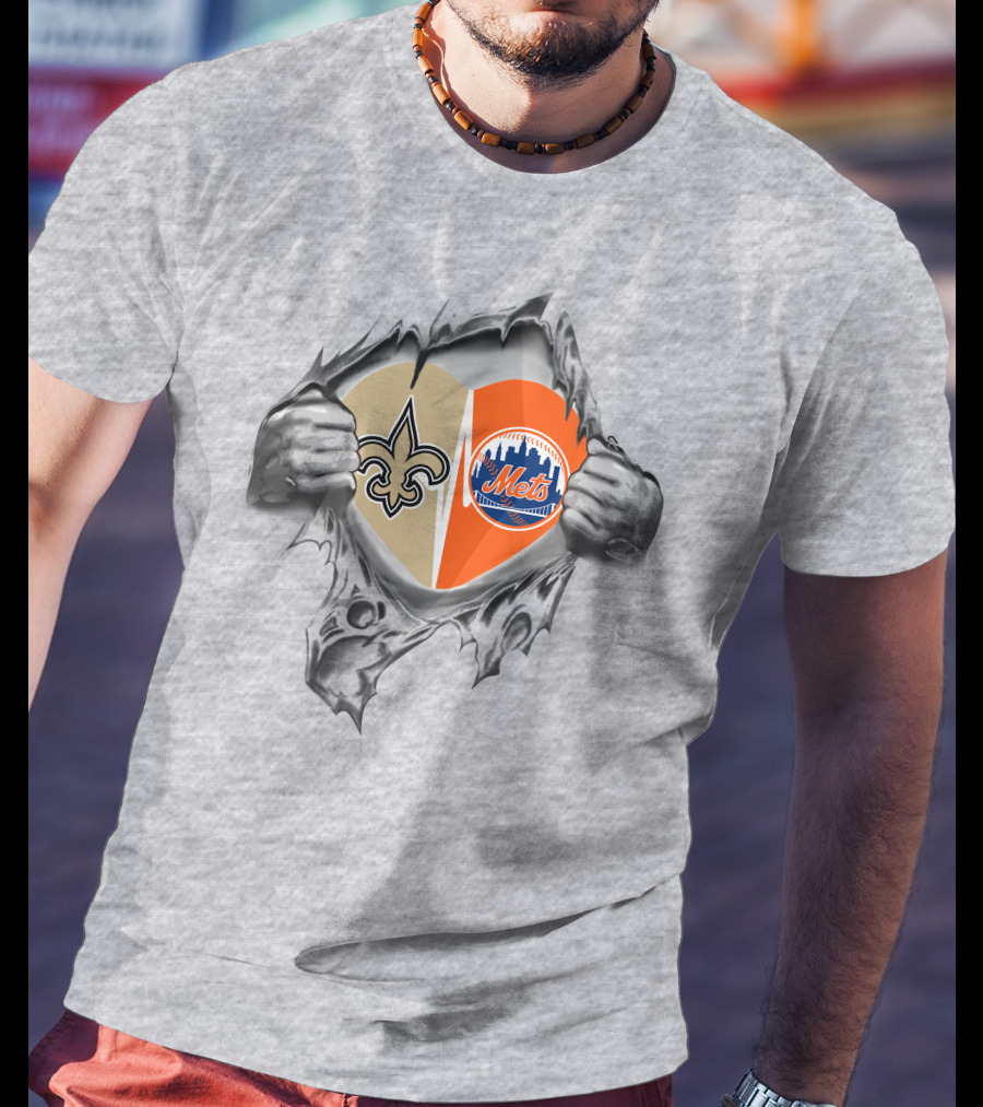 Saints Mets Heart With Iconic Symbols T-Shirt
